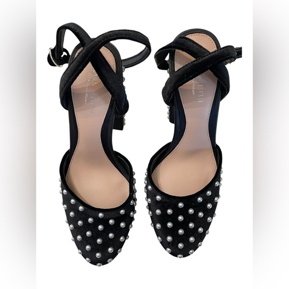 Antonio Melani x Born on Fifth Emily Velvet Pearl Detail Dress Platform Pumps - Picture 6 of 16